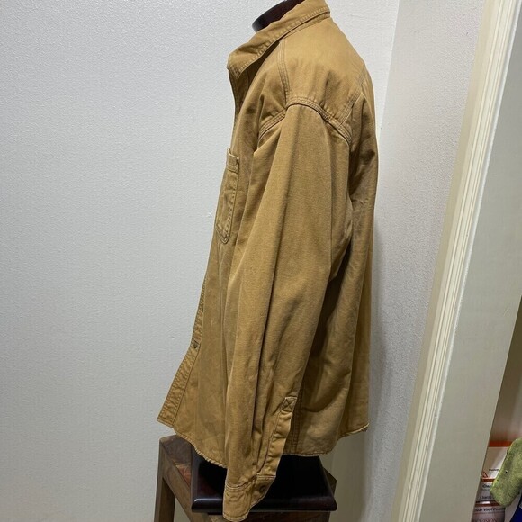 VINTAGE LL Bean Flannel Lined Work Shirt Jac Jacket Brown XXL Duck Heavy Duty - Picture 2 of 12